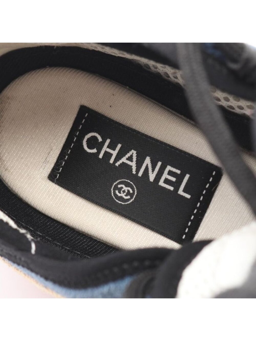 Chanel Sneakers Coco Mark Beige Navy Pink Suede - Picture 5 of 10